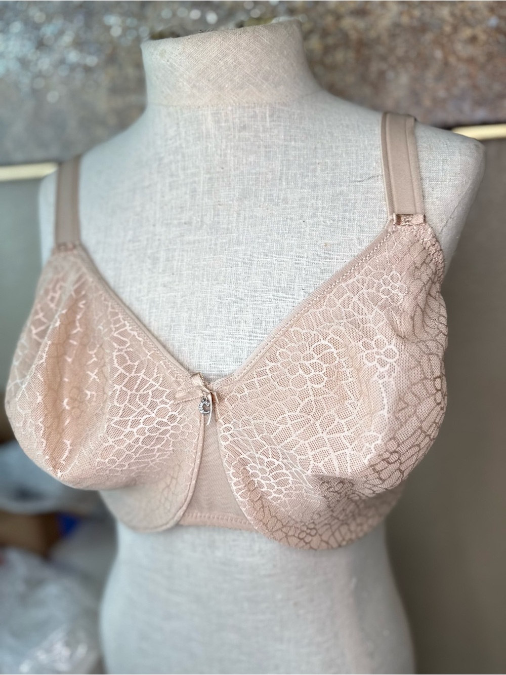 Chantelle Nude Beige Lace Underwire Support Bra Full Coverage Size 36DDDD